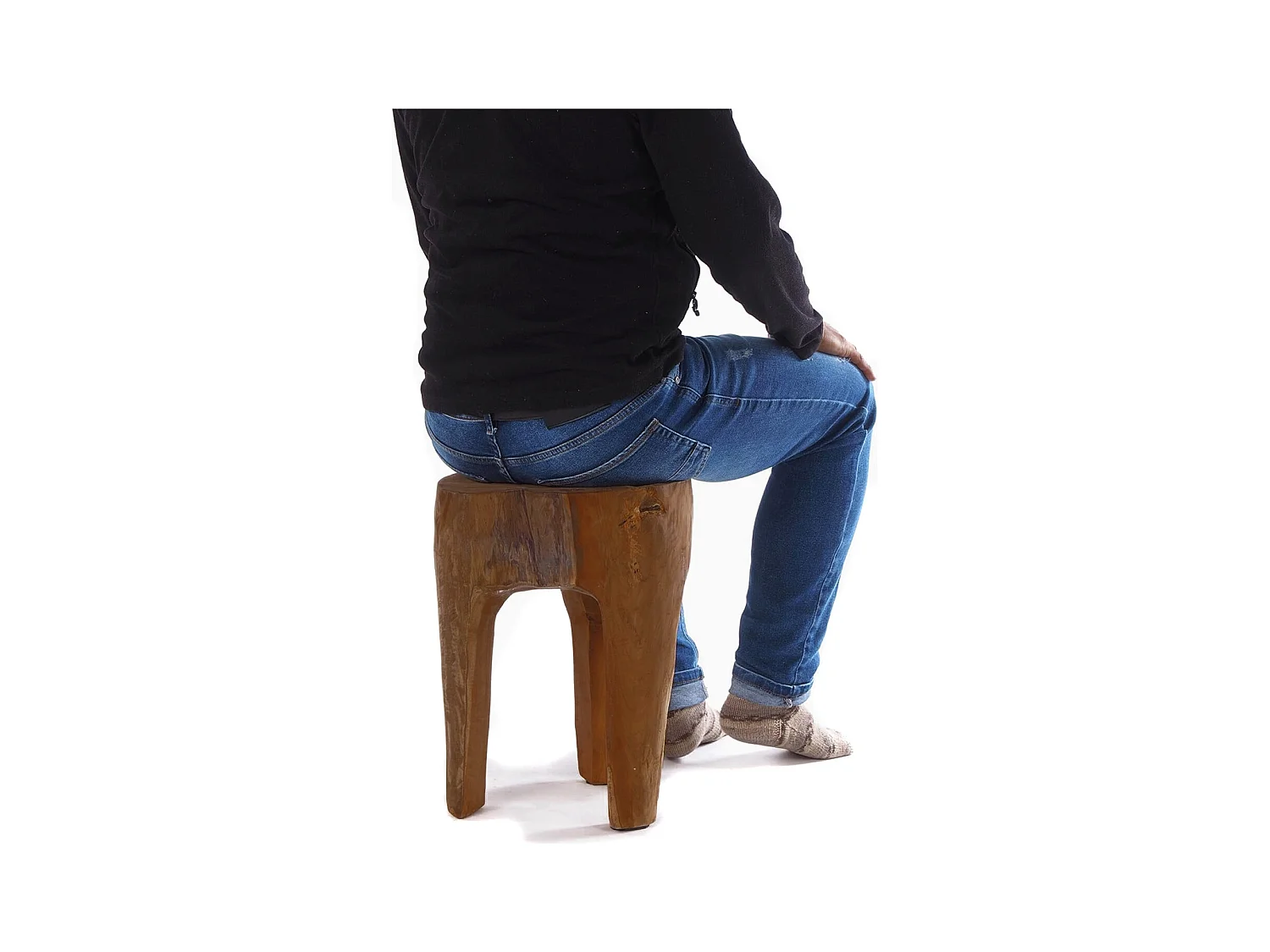 HOCKER LOG  41x29x29 cm, Massivholz dunkelbraun