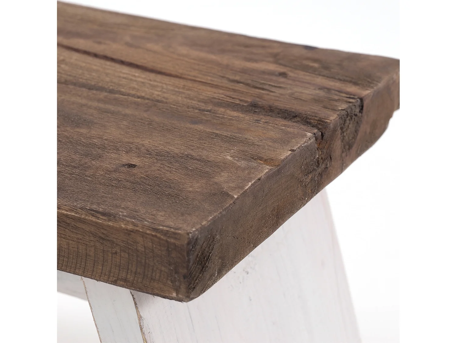 FUSSHOCKER SCHEMEL Bois de recyclage massif 05 weiß-natur