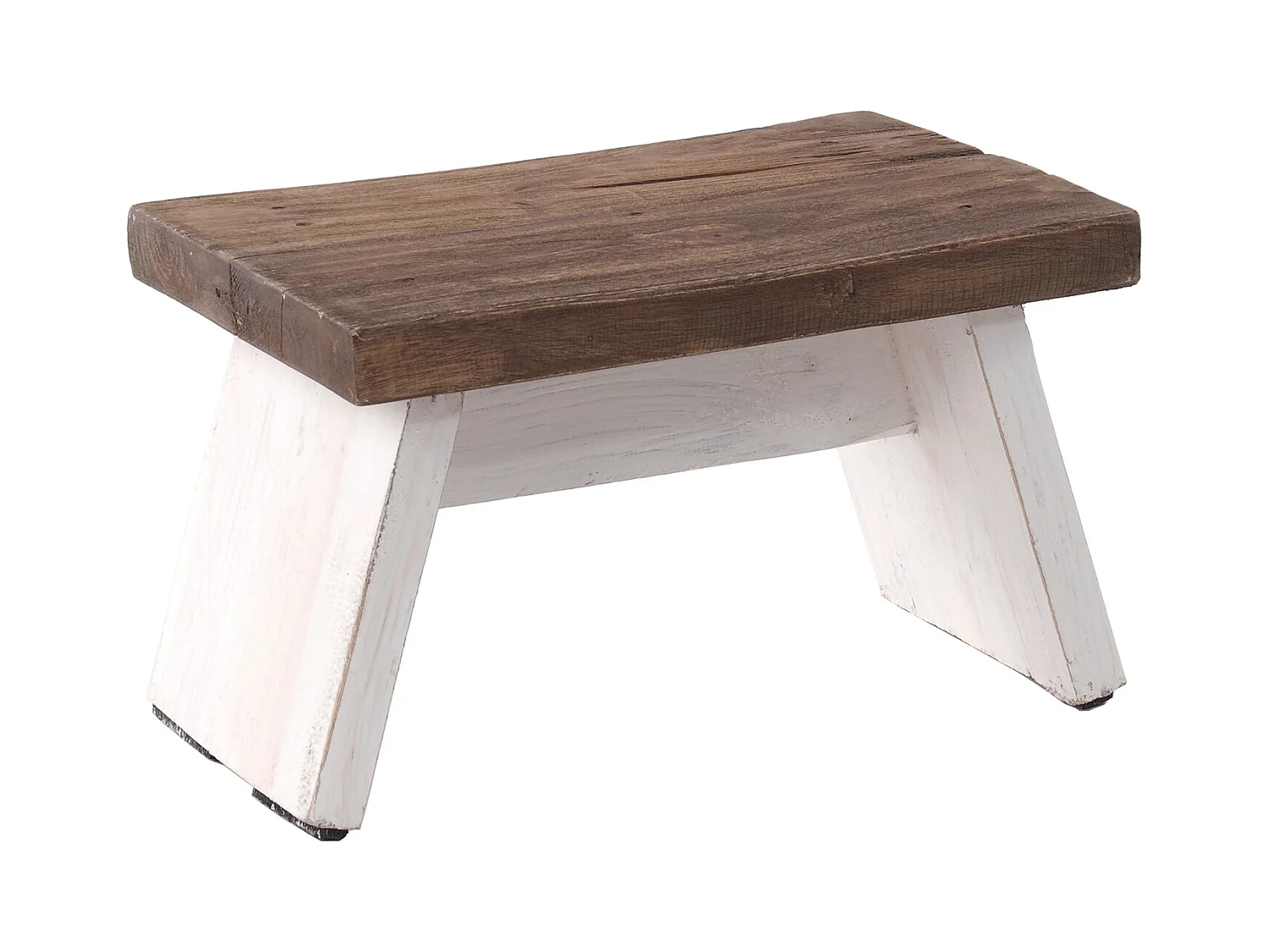 FUSSHOCKER SCHEMEL Bois de recyclage massif 05 weiß-natur