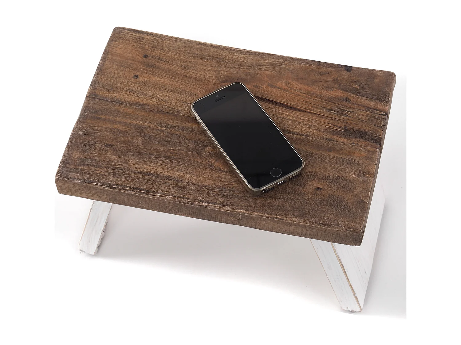 FUSSHOCKER SCHEMEL Recyclingholz massiv 05 weiß-natur