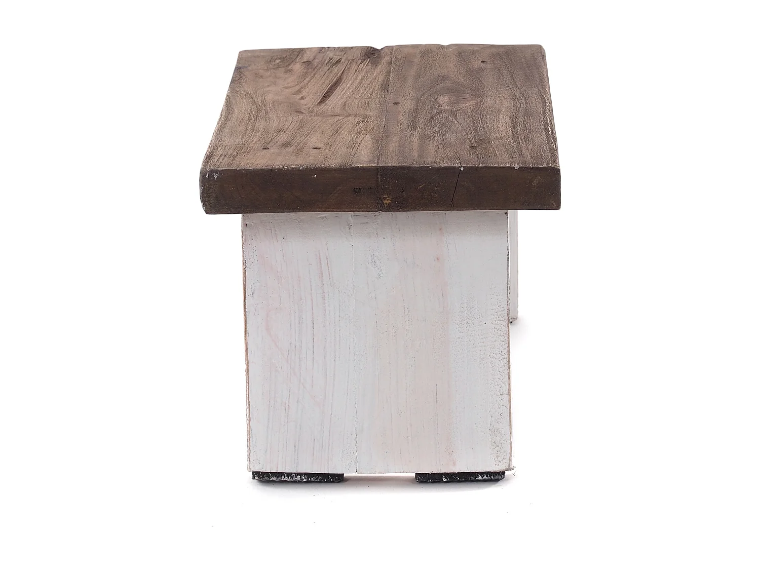 FUSSHOCKER SCHEMEL Recyclingholz massiv 05 weiß-natur