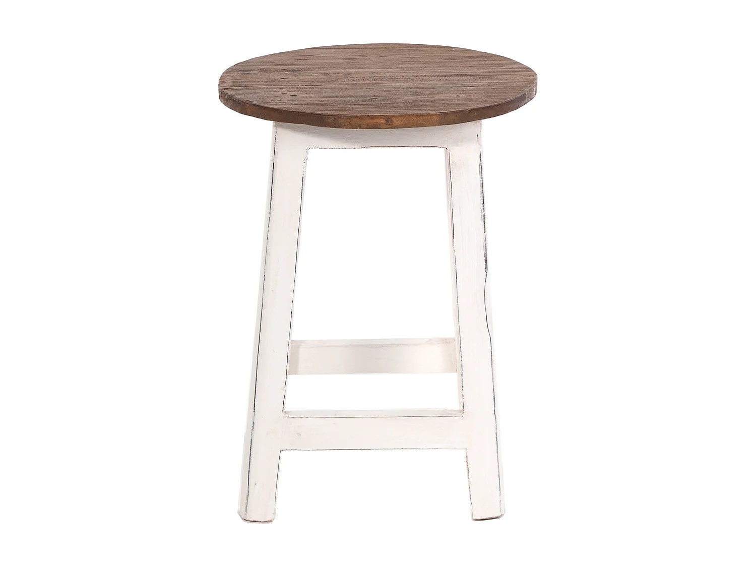 TABOURET CHALET Bois de mahogany, rond 06 weiß-landhaus