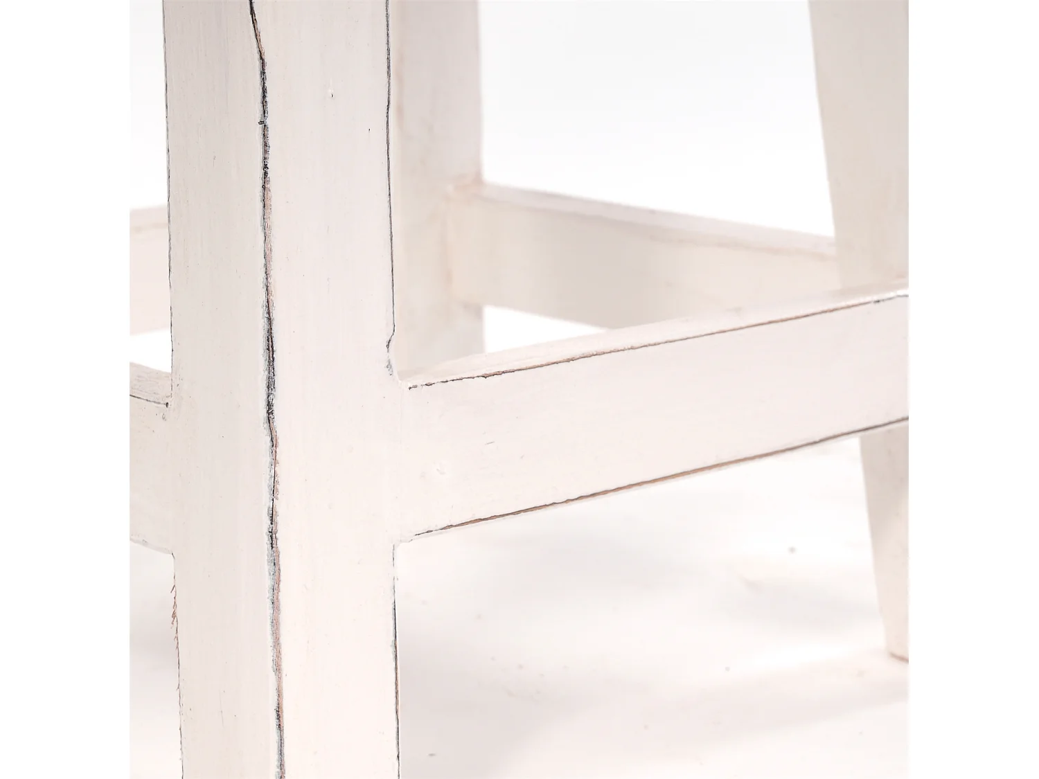 TABOURET CHALET Bois de mahogany, rond 06 weiß-landhaus