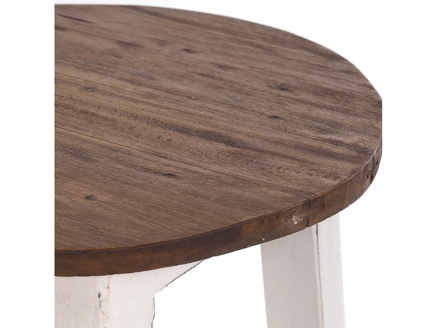 TABOURET CHALET Bois de mahogany, rond 06 weiß-landhaus
