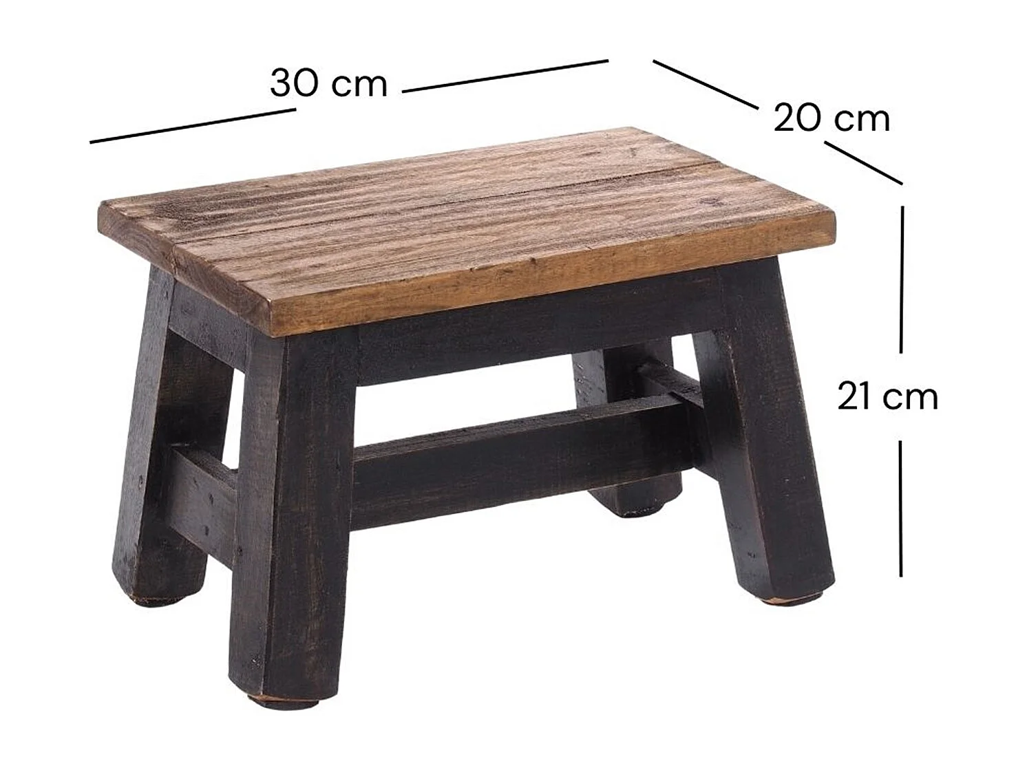 PORTE-FLEURS Monte Bois massif en acajou 04 schwarz-natur