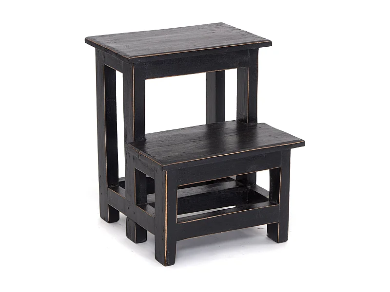 TRITTLEITER STEP Recyclingholz zweistufig  09 voodoo - schwarz