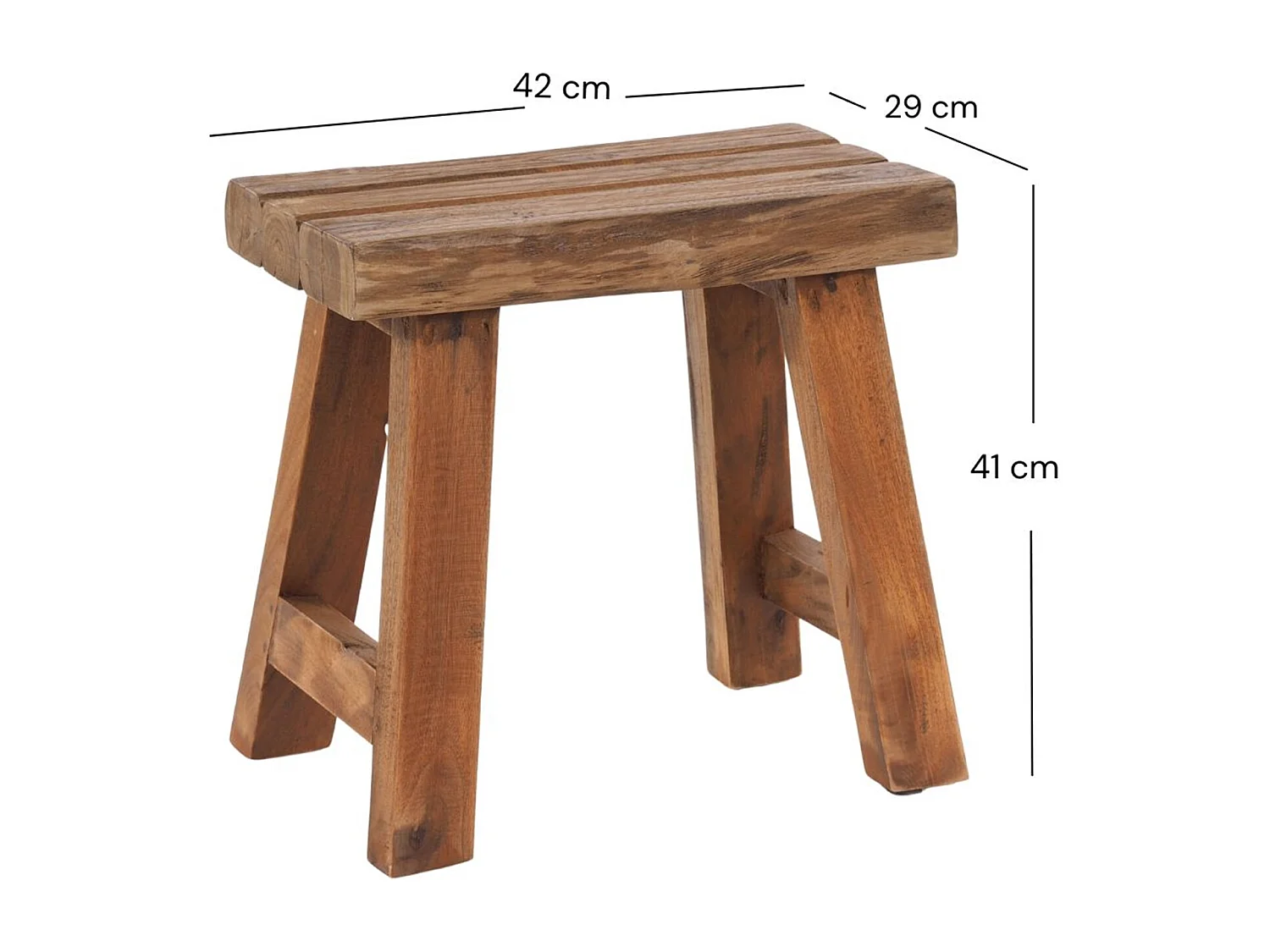 TABOURET Rustique Teck massif 01 natur-vintage