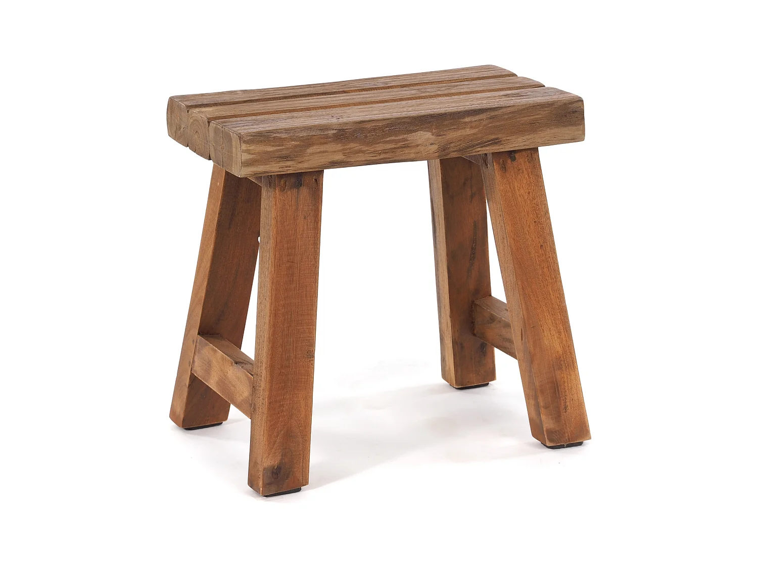 SITZHOCKER Rustic Teakholz massiv 01 natur-vintage