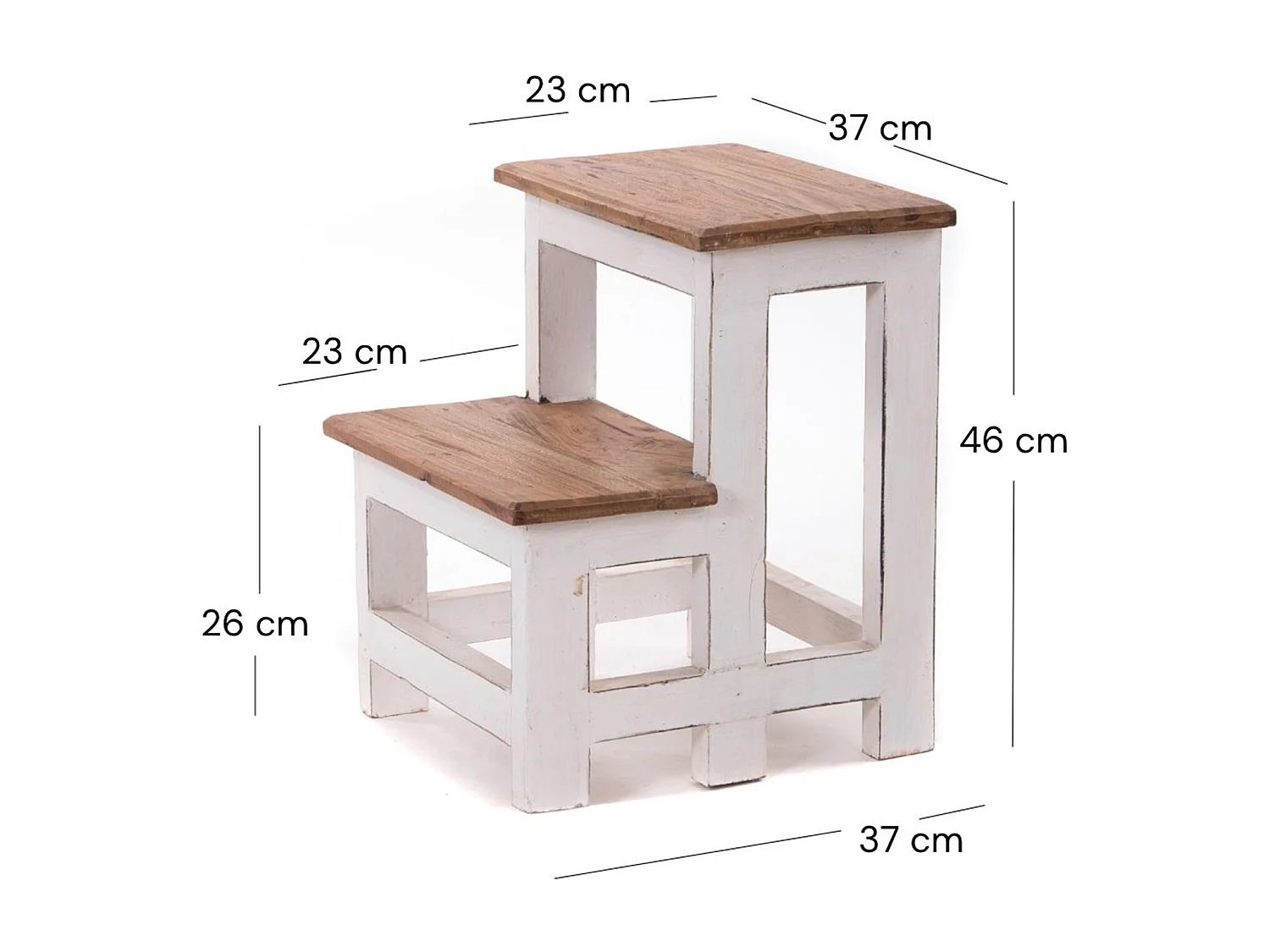 ESCABEAU ÉTAPE Recyclage de bois à deux étapes 06 weiß-landhaus