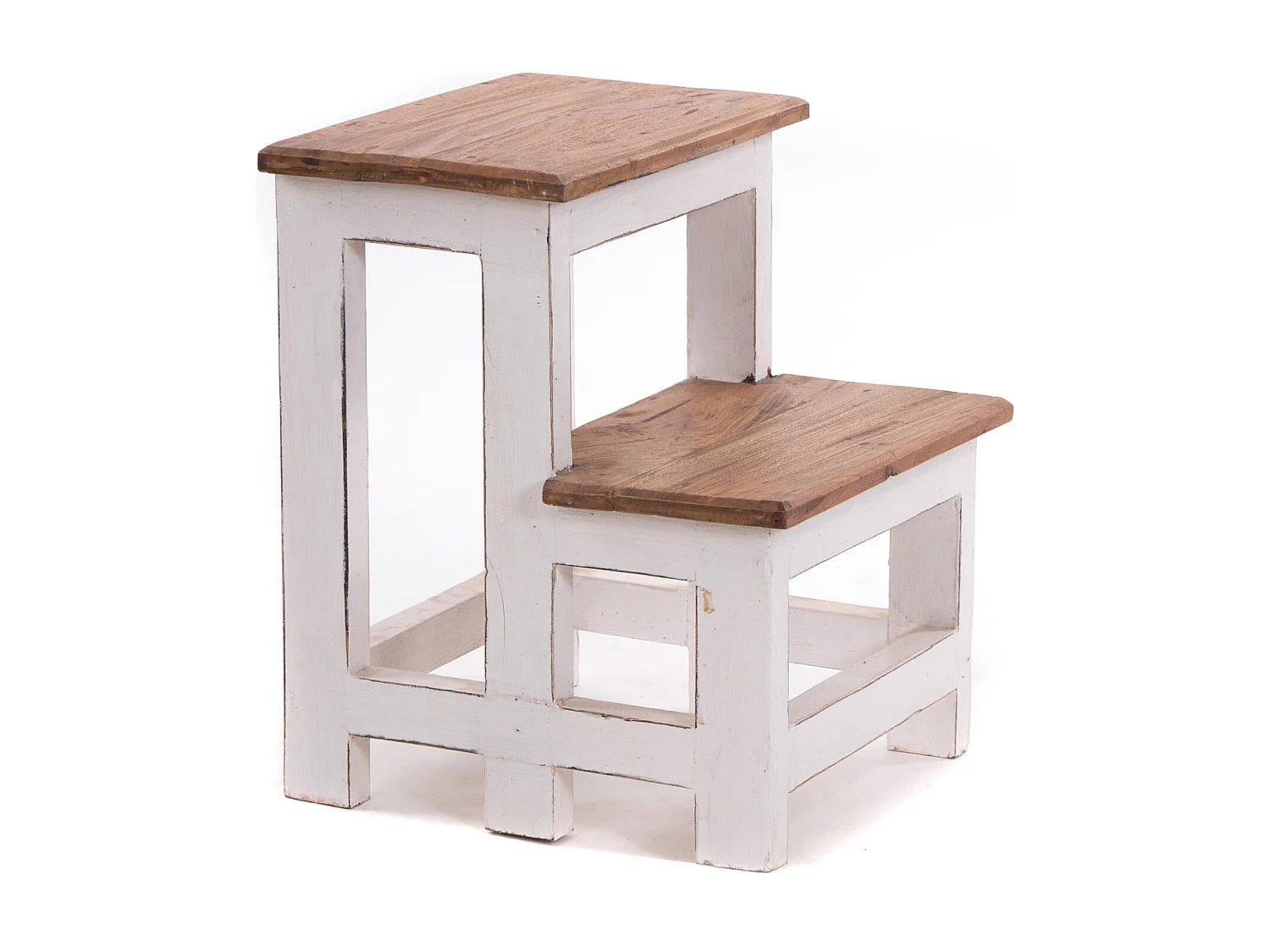 ESCABEAU ÉTAPE Recyclage de bois à deux étapes 06 weiß-landhaus