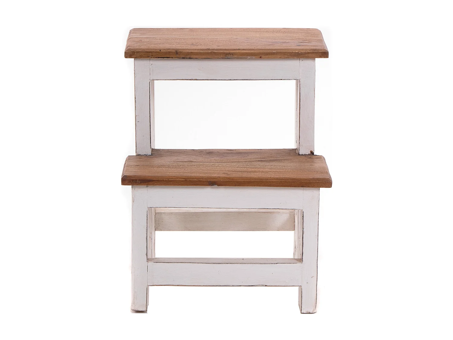 ESCABEAU ÉTAPE Recyclage de bois à deux étapes 06 weiß-landhaus