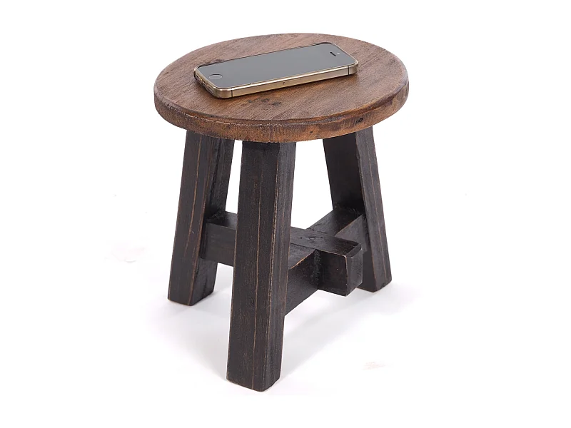 POUFF DE PLANTE Berne Bois massif en acajou 04 schwarz-natur