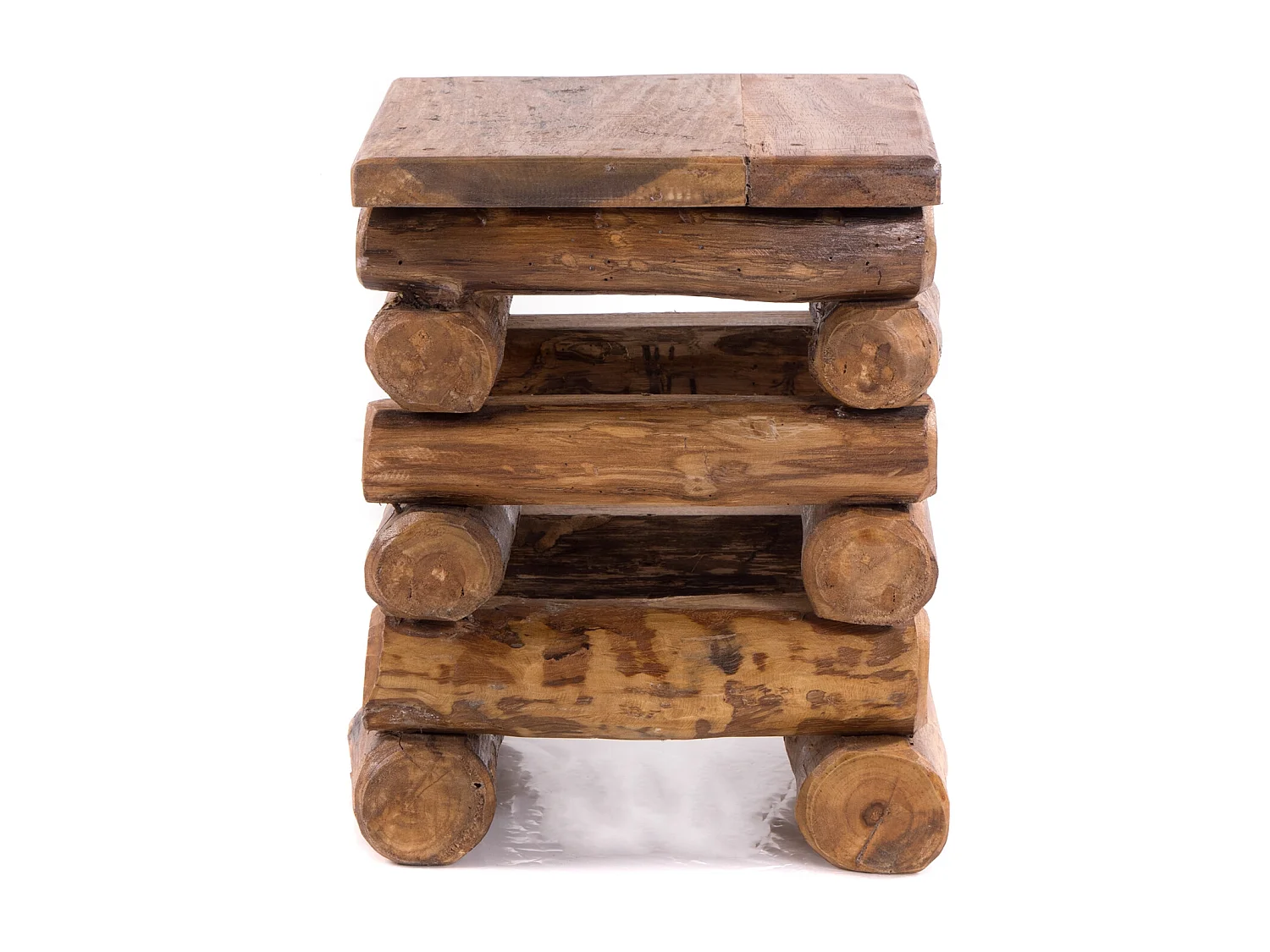 TABOURET BLOC 38 Bois massif recyclé en teck 08 honigfarben gewachst