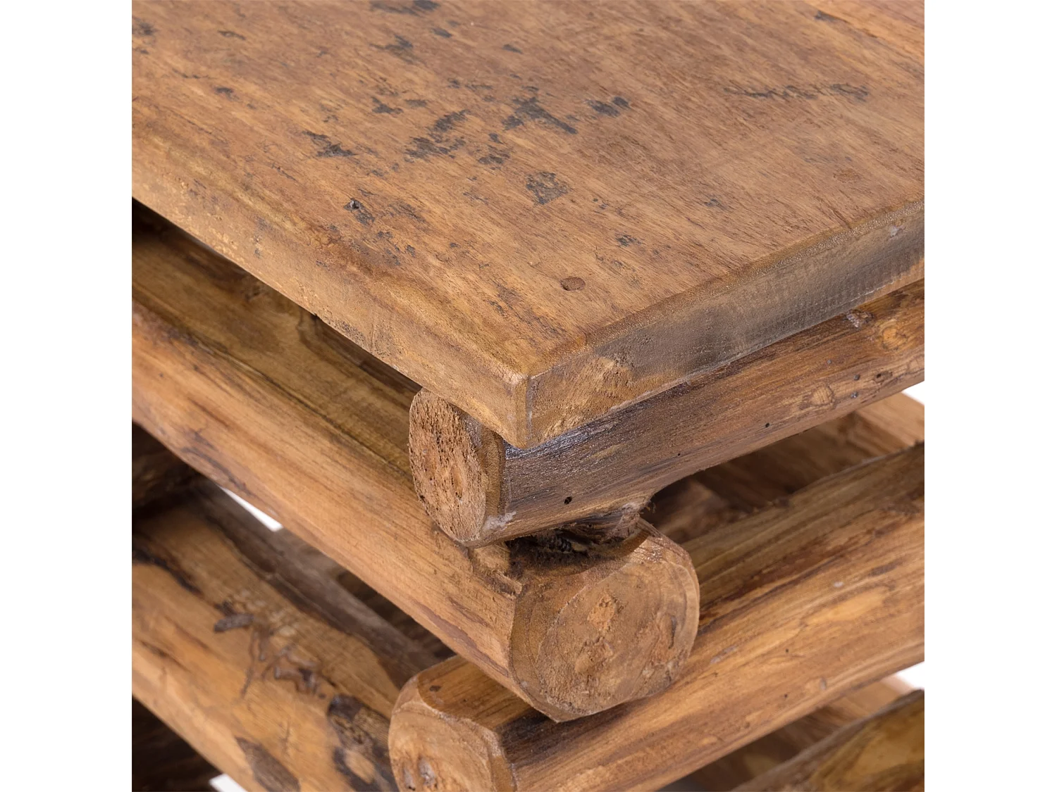 TABOURET BLOC 38 Bois massif recyclé en teck 08 honigfarben gewachst