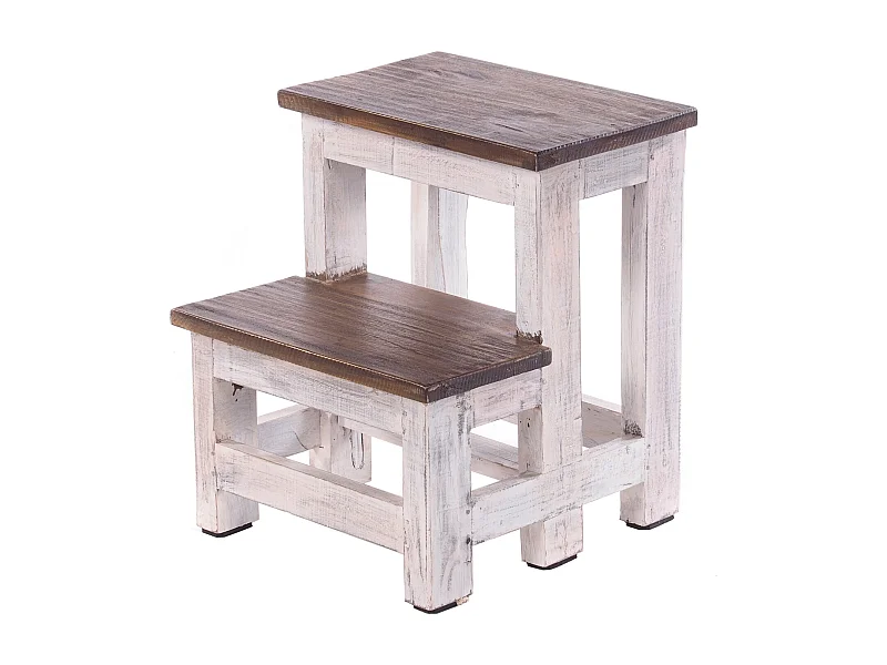 TRITTLEITER STEP Recyclingholz zweistufig  05 weiß-natur