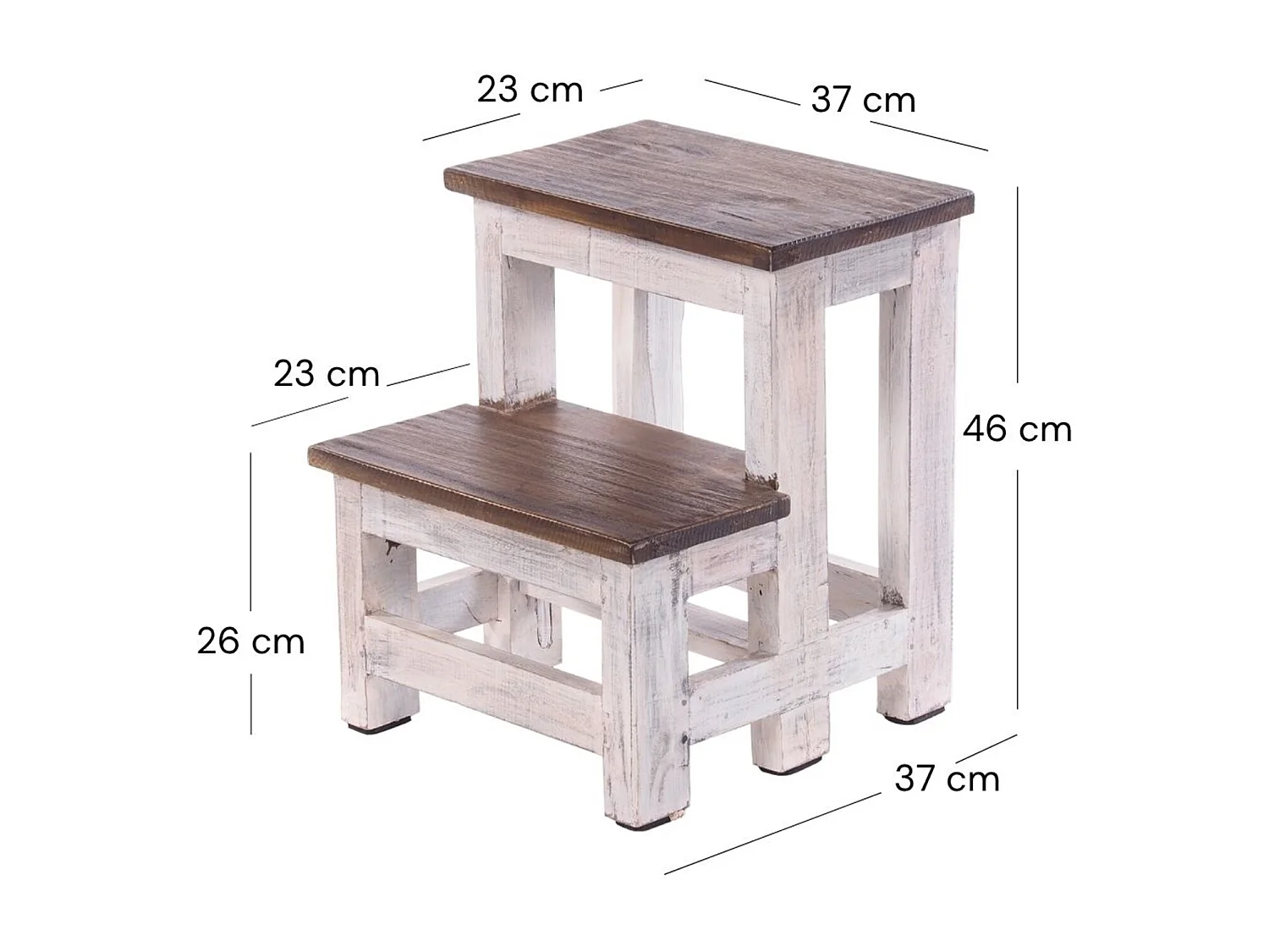 ESCABEAU ÉTAPE Recyclage de bois à deux étapes 05 weiß-natur