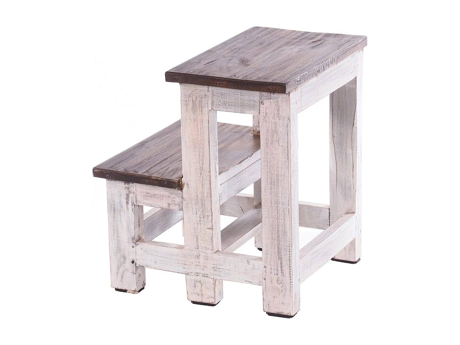 ESCABEAU ÉTAPE Recyclage de bois à deux étapes 05 weiß-natur