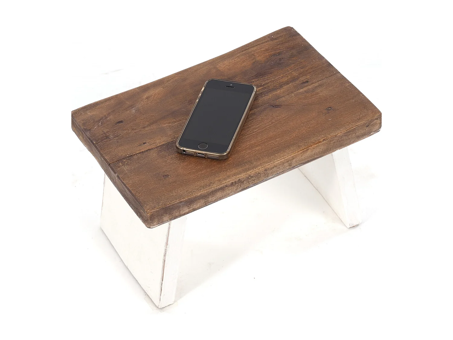 FUSSHOCKER SCHEMEL Bois de recyclage massif 06 weiß-landhaus