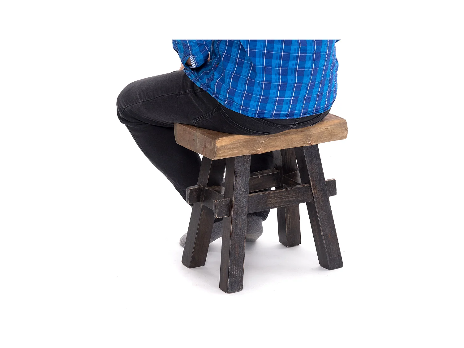 TABOURET VINTAGE 40 Bois massif 04 schwarz-natur