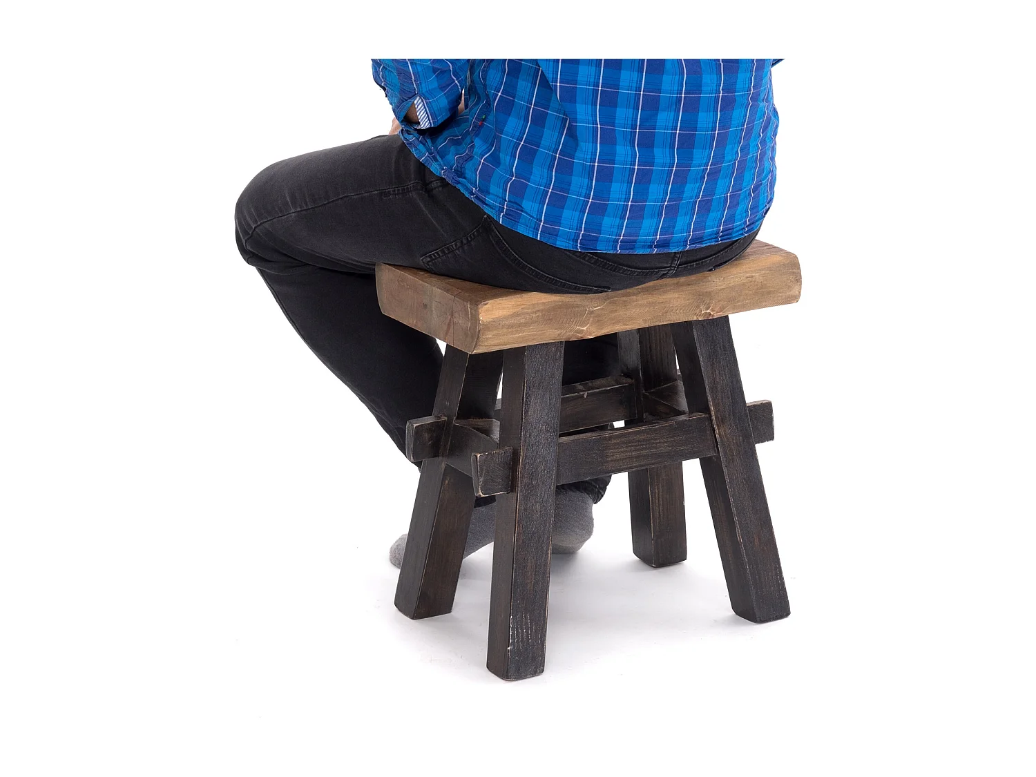 TABOURET VINTAGE 40 Bois massif 04 schwarz-natur