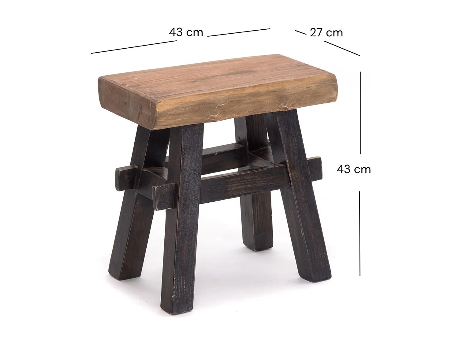 TABOURET VINTAGE 40 Bois massif 04 schwarz-natur