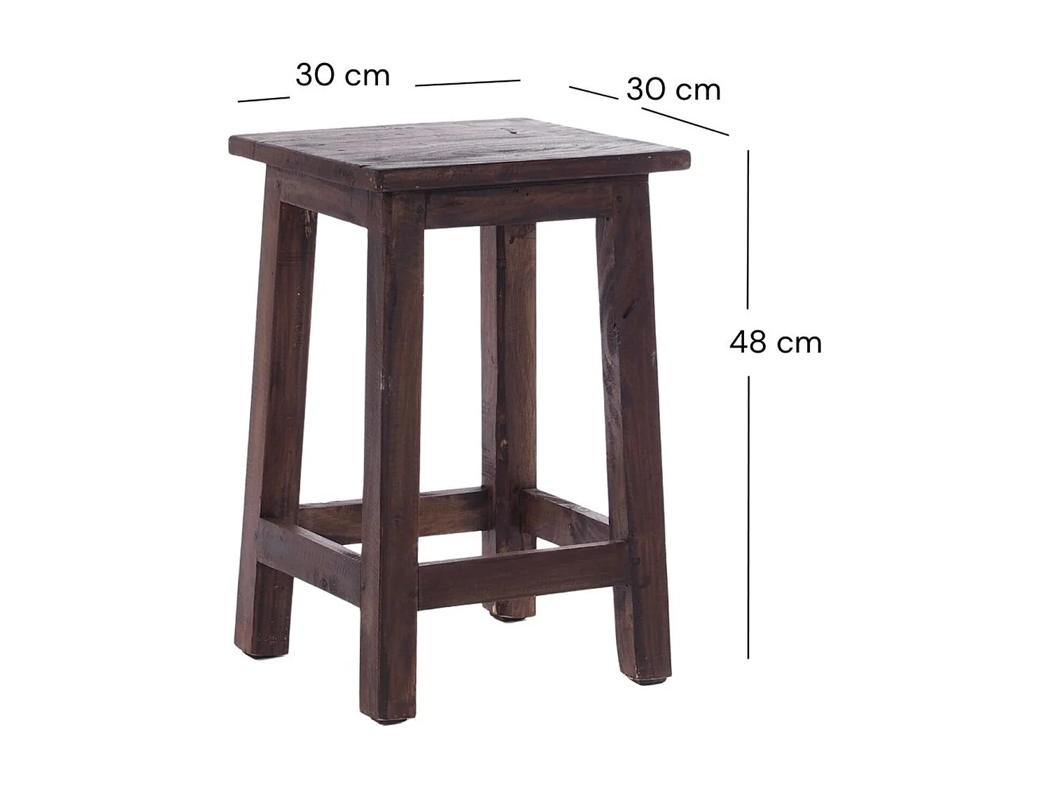 TABOURET MADERO bois de recyclage 03 dunkelbraun