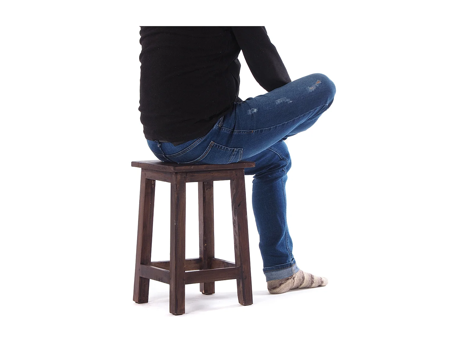 TABOURET MADERO bois de recyclage 03 dunkelbraun