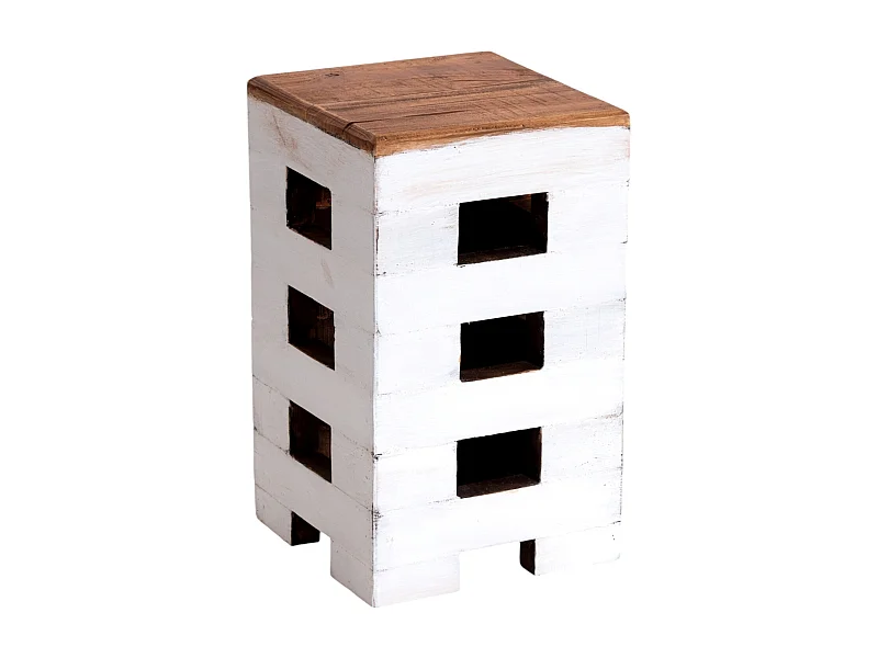 HOCKER BRICK 48 Mahagoni Massivholz 06 weiß-landhaus