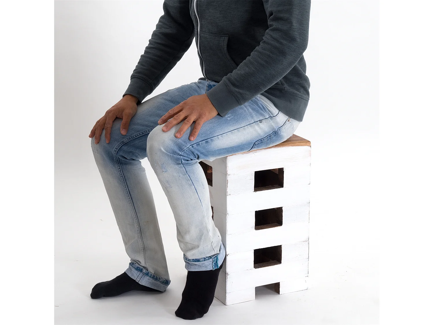 TABOURET BRIQUE 48 Bois massif en acajou 06 weiß-landhaus