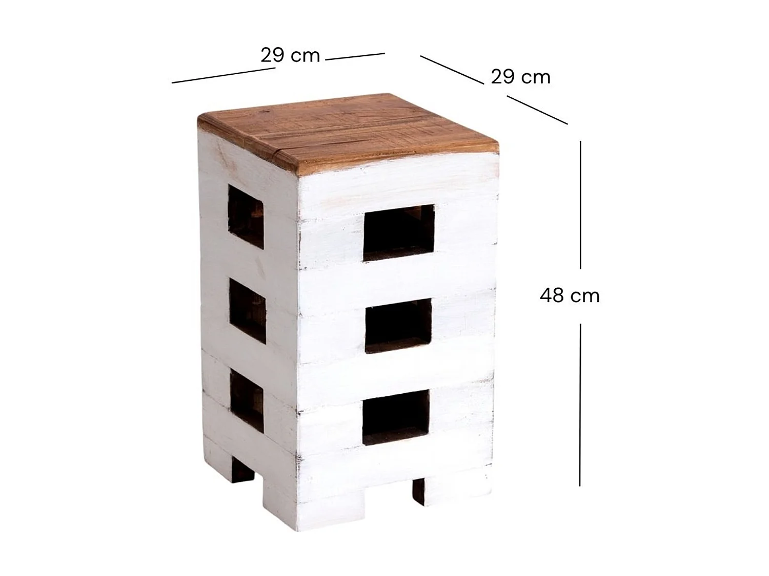 TABOURET BRIQUE 48 Bois massif en acajou 06 weiß-landhaus