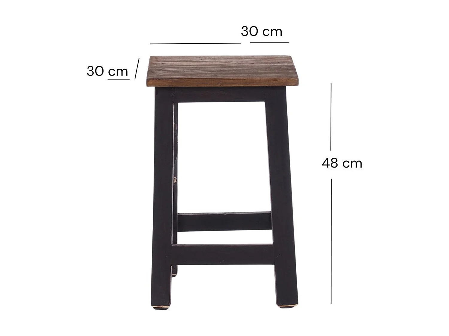TABOURET MADERO bois de recyclage 04 schwarz-natur