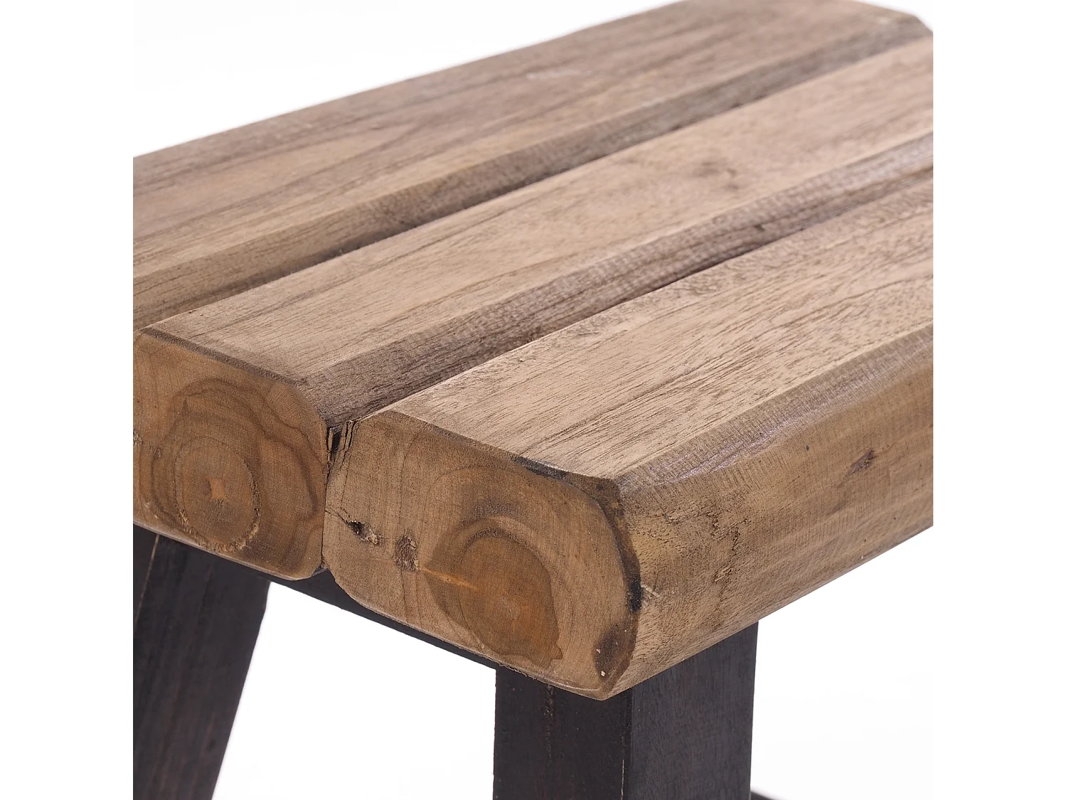 TABOURET Rustique Teck massif 04 schwarz-natur