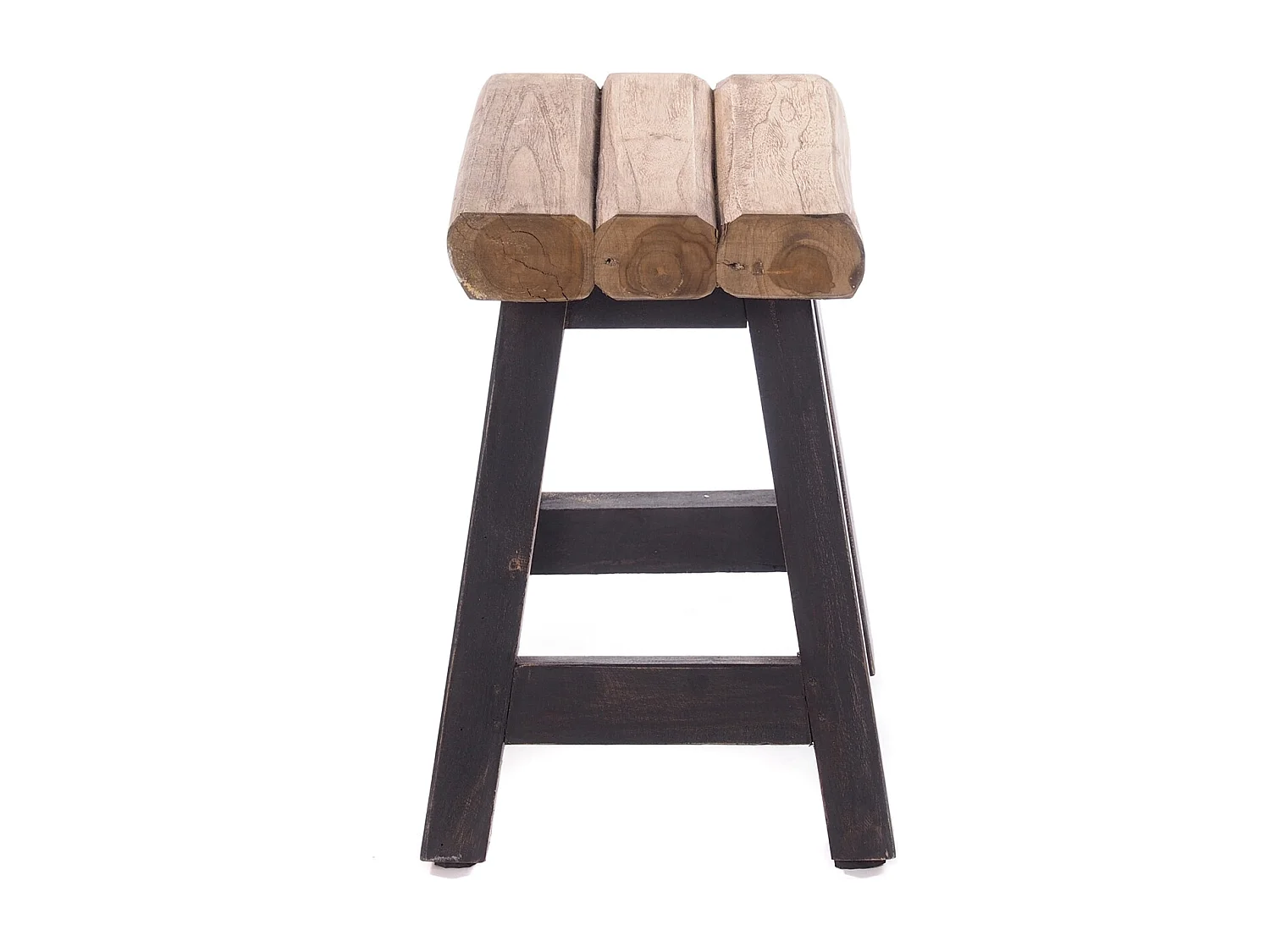 TABOURET Rustique Teck massif 04 schwarz-natur