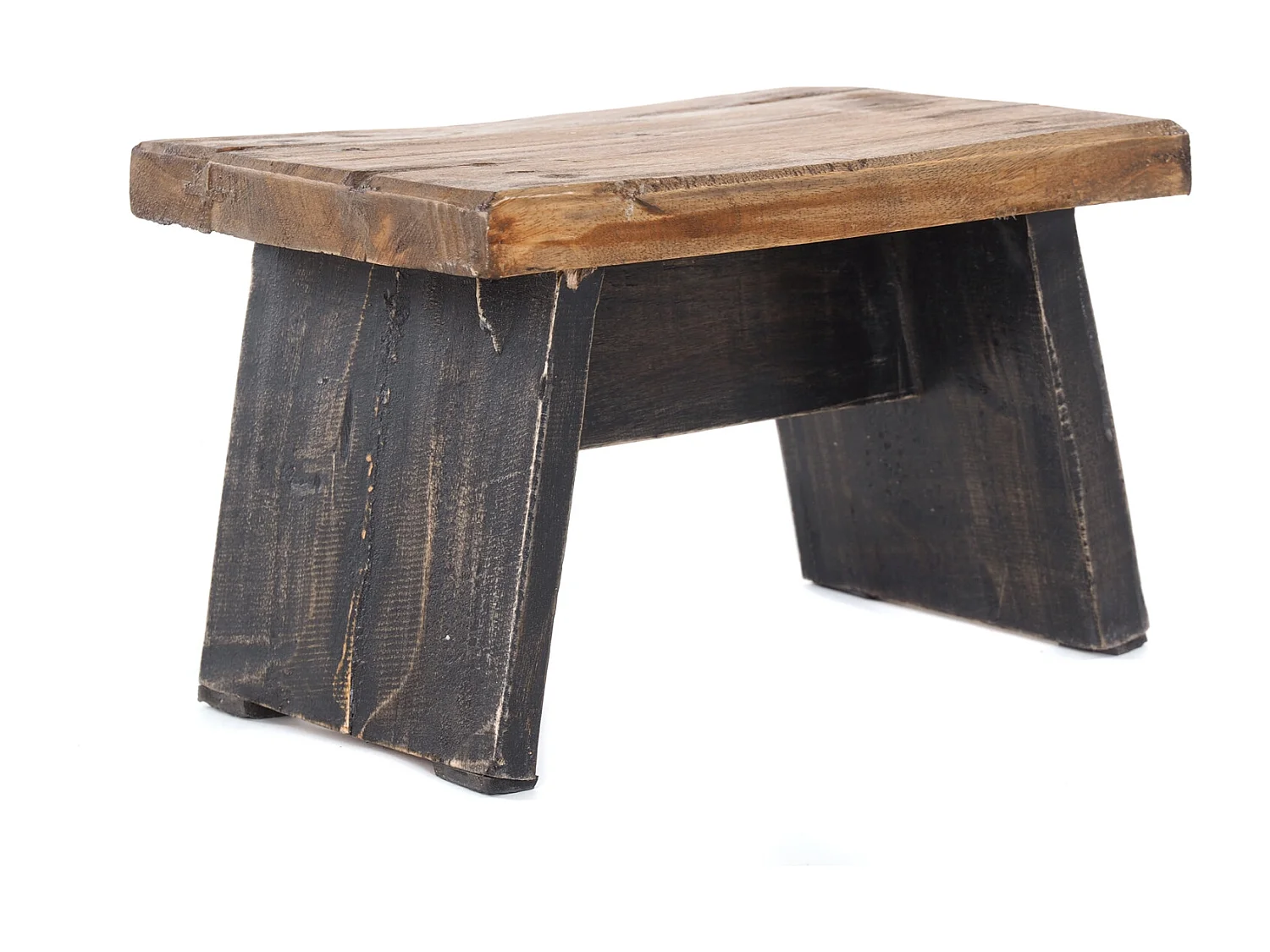 FUSSHOCKER SCHEMEL Bois de recyclage massif 04 schwarz-natur