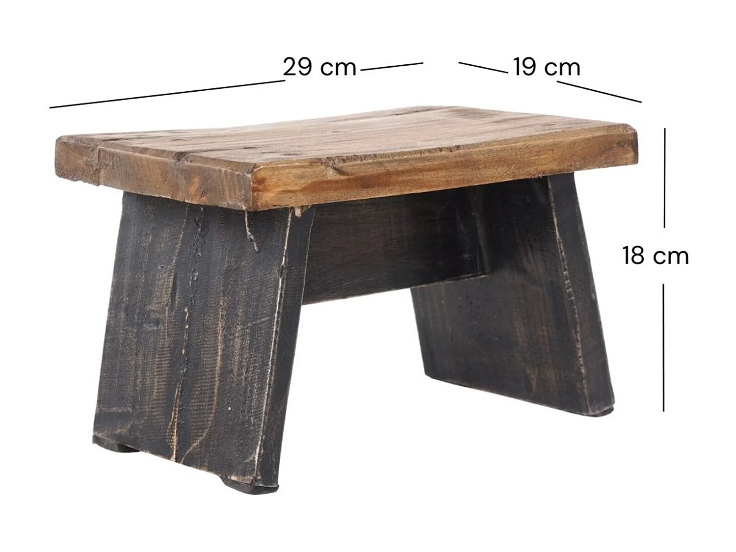 FUSSHOCKER SCHEMEL Bois de recyclage massif 04 schwarz-natur