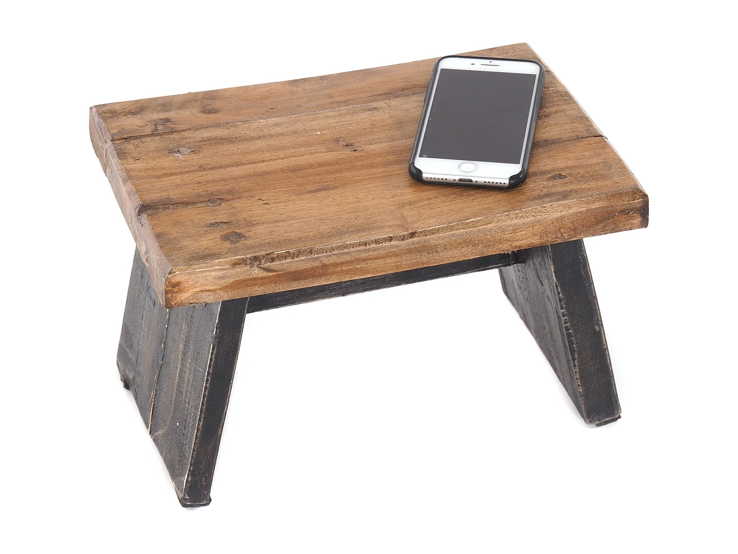 FUSSHOCKER SCHEMEL Bois de recyclage massif 04 schwarz-natur