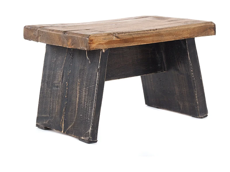 FUSSHOCKER SCHEMEL Recyclingholz massiv 04 schwarz-natur