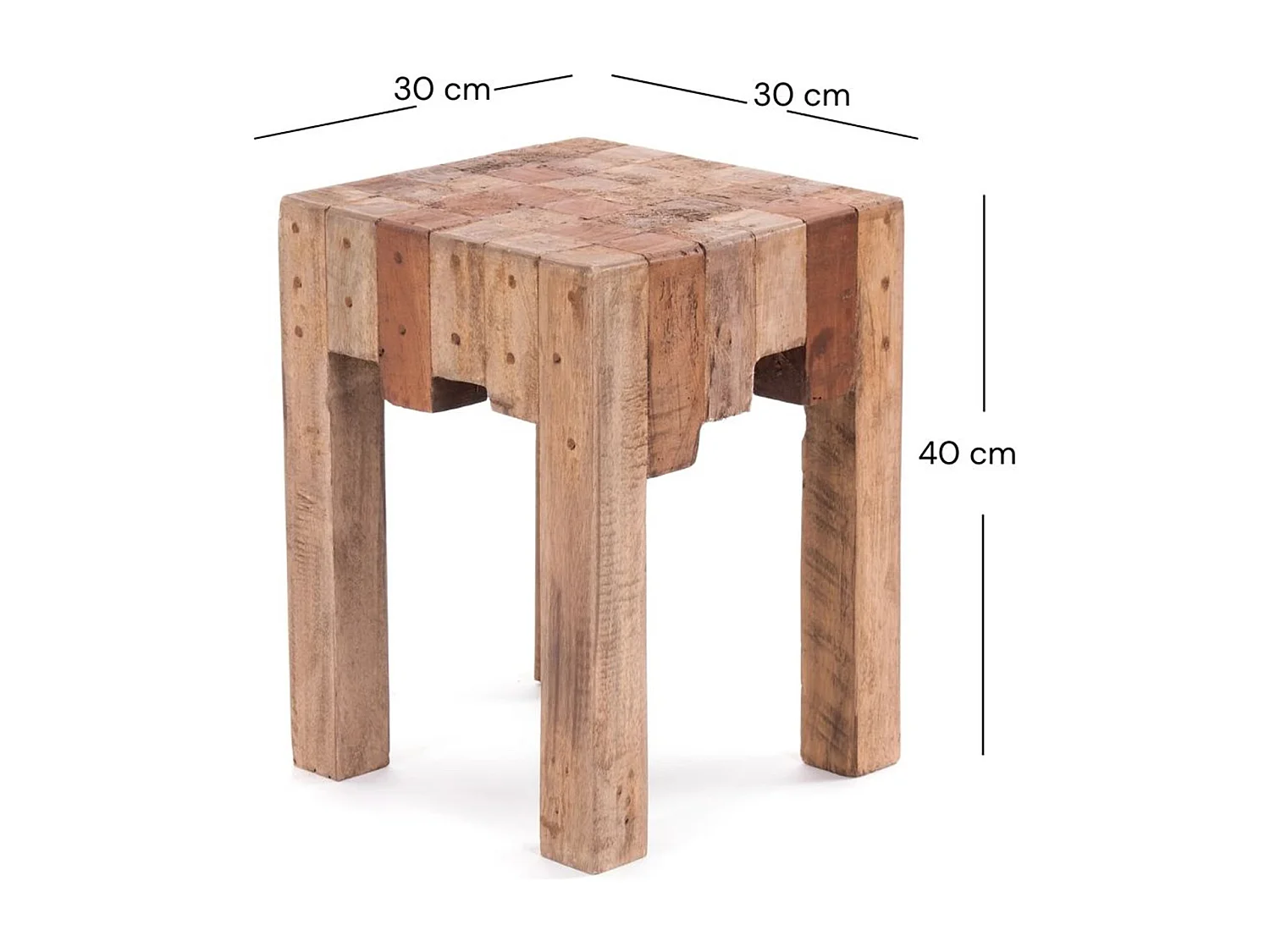 TABOURET NATURE Bois de recyclage massif 01 natur-vintage