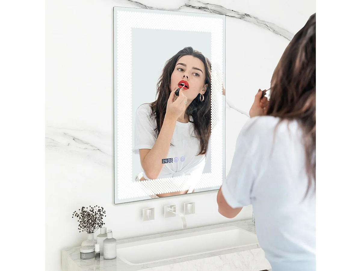 Miroir Salle de Bain LED à 3 Couleurs & Luminosité Réglable, 70 x 50 cm