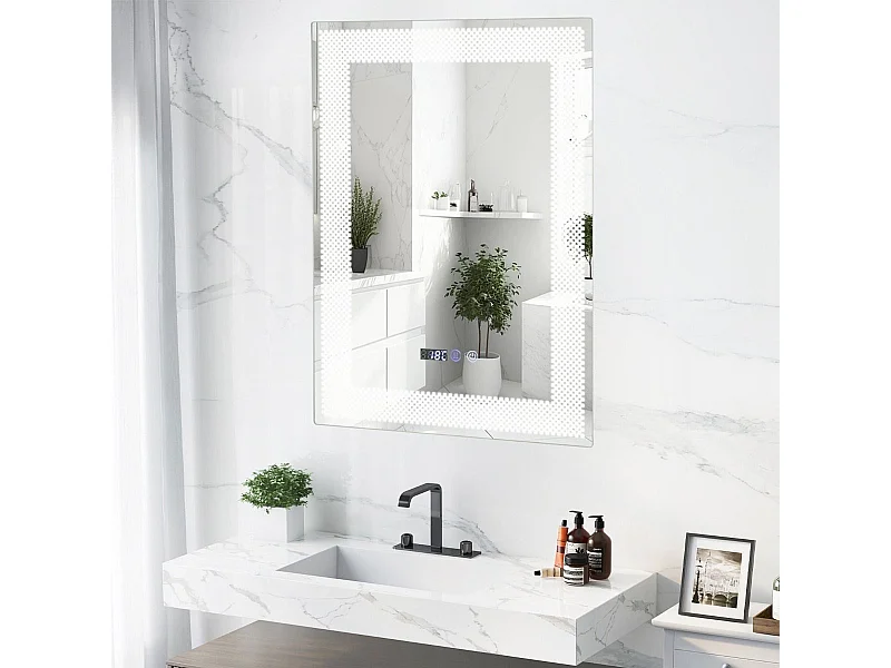 Miroir Salle de Bain LED à 3 Couleurs & Luminosité Réglable, 70 x 50 cm