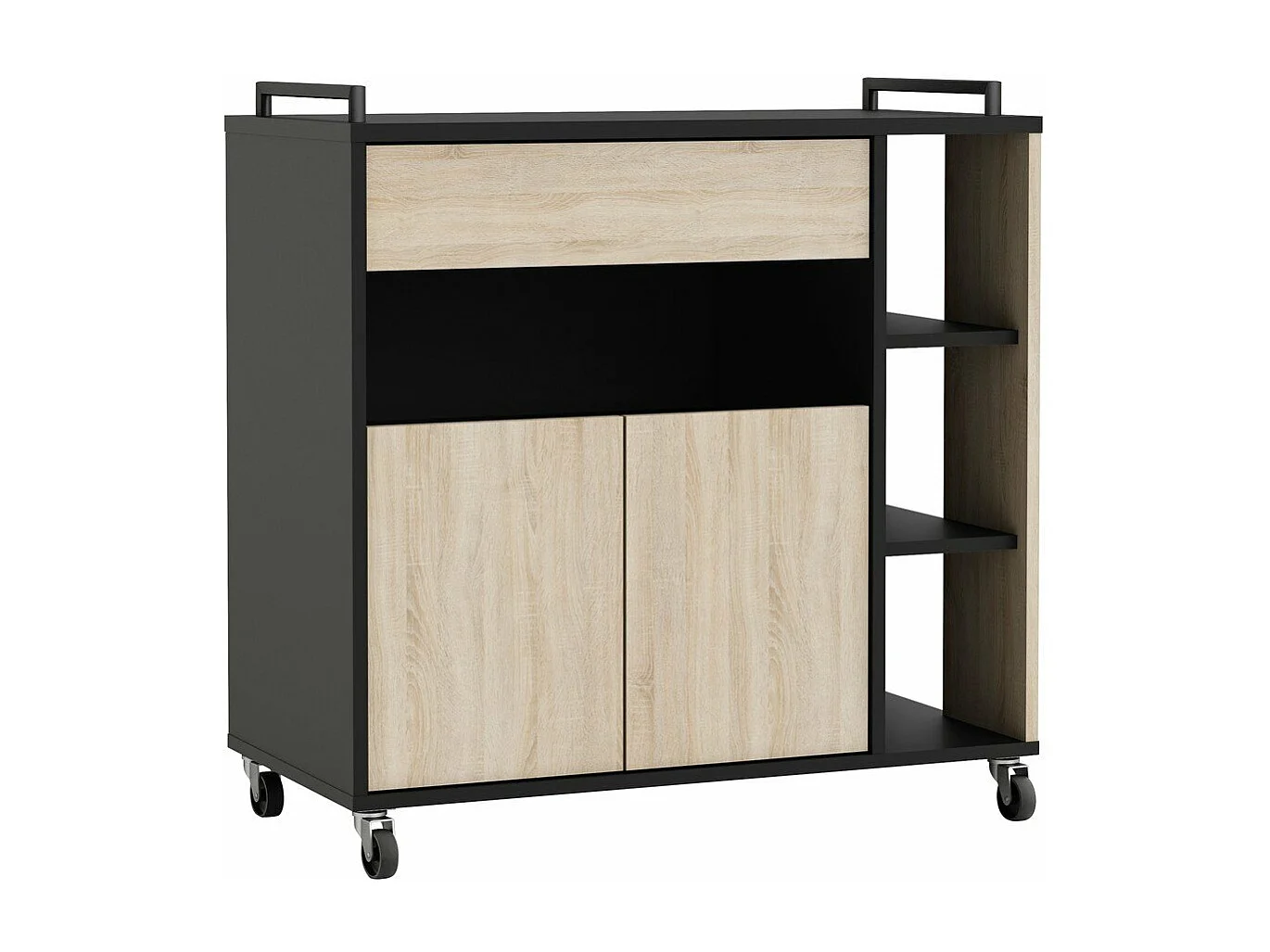 Carrinho de Cozinha AMBIHOME SIDE Carvalho/Preto C78xP40xA79cm