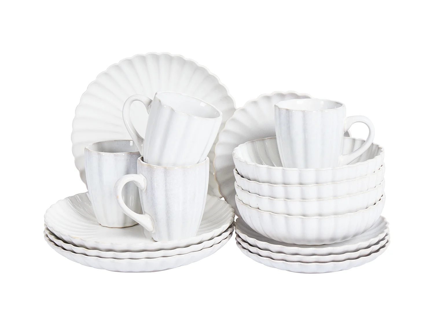 Set di 16 stoviglie NETTLE Gres porcellanato Bianco sporco