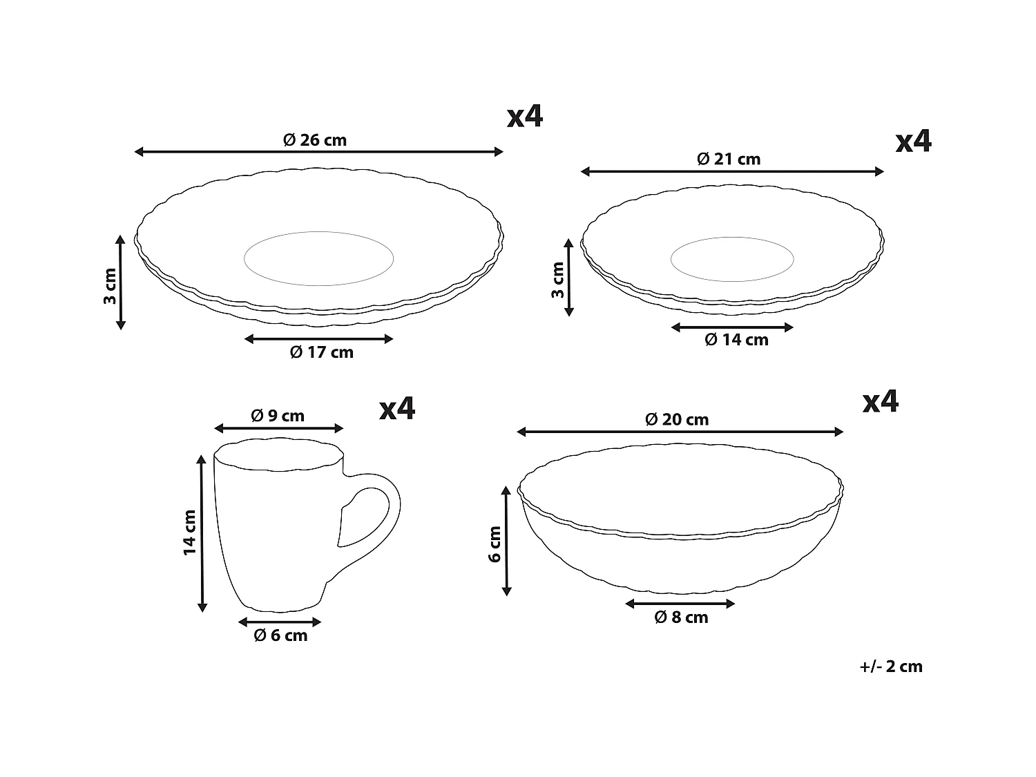 Set di 16 stoviglie NETTLE Gres porcellanato Bianco sporco