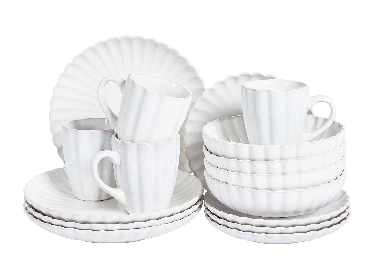 Set de 16 couverts de table NETTLE Grès Blanc cassé