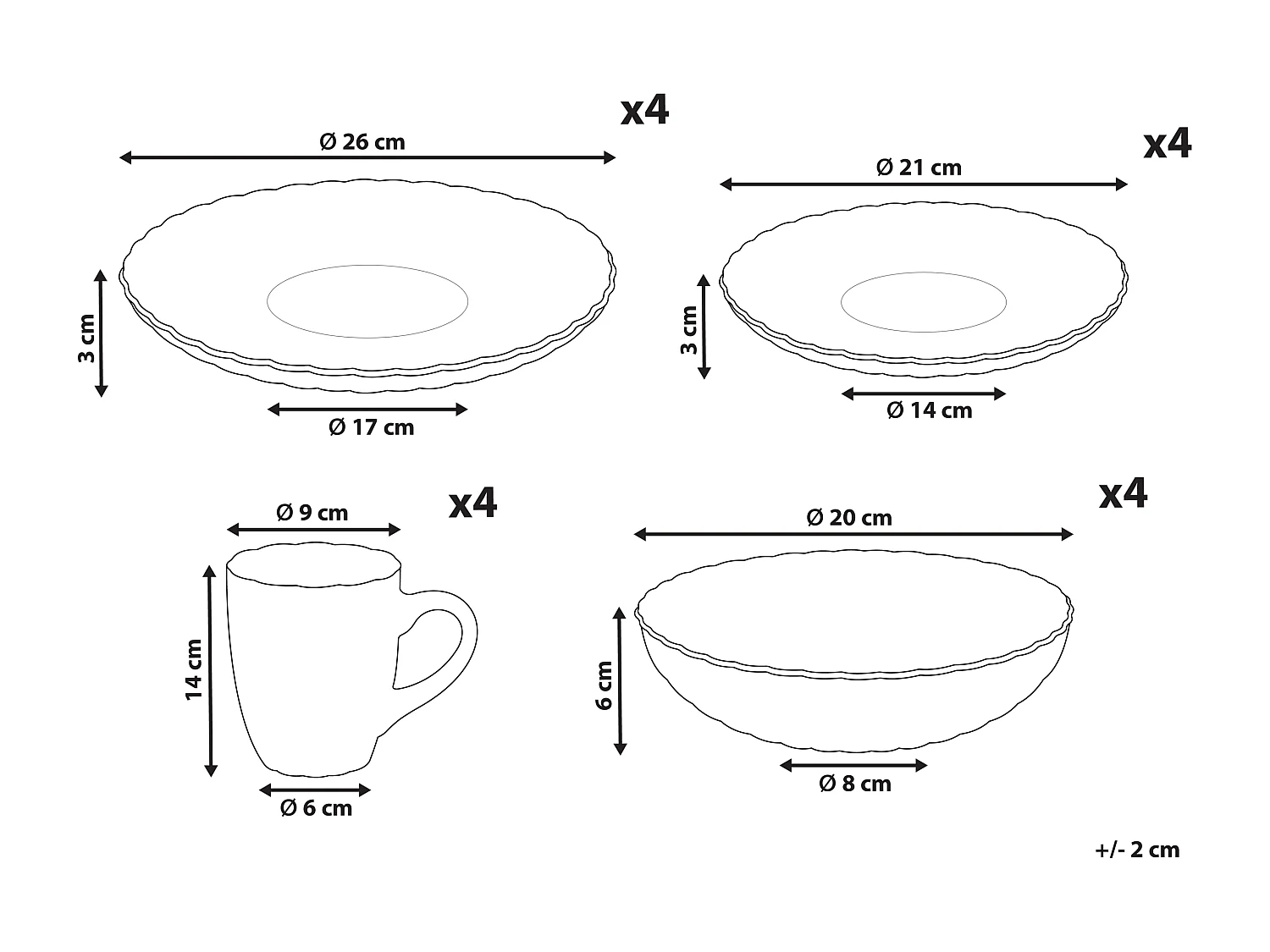 Set de 16 couverts de table NETTLE Grès Blanc cassé