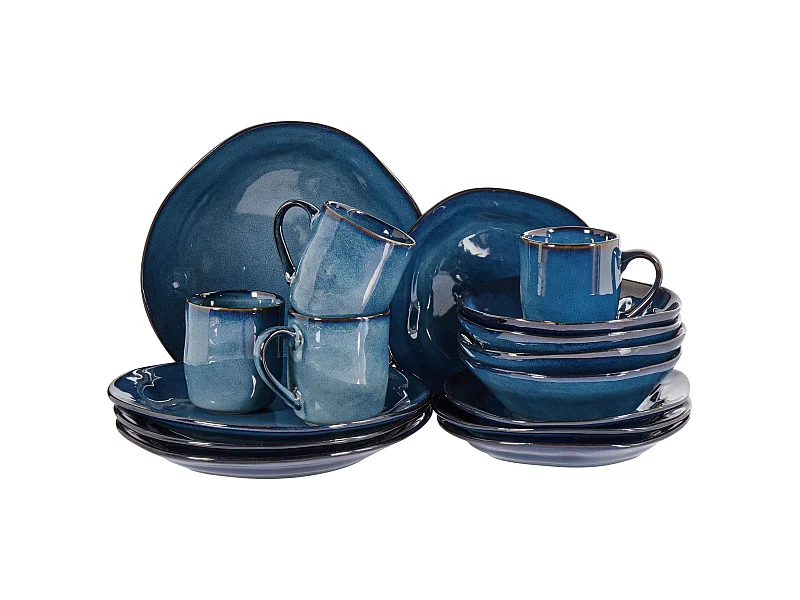 16-teiliges Tafelservice HAWTHORN Steinzeug Blau