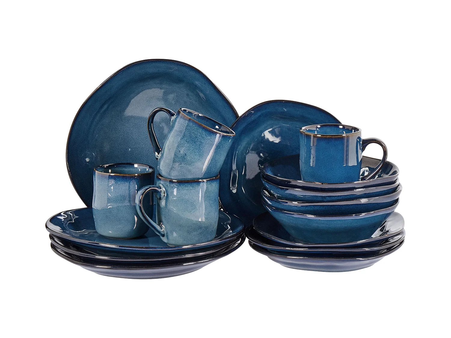 Set de 16 couverts de table HAWTHORN Grès Bleu