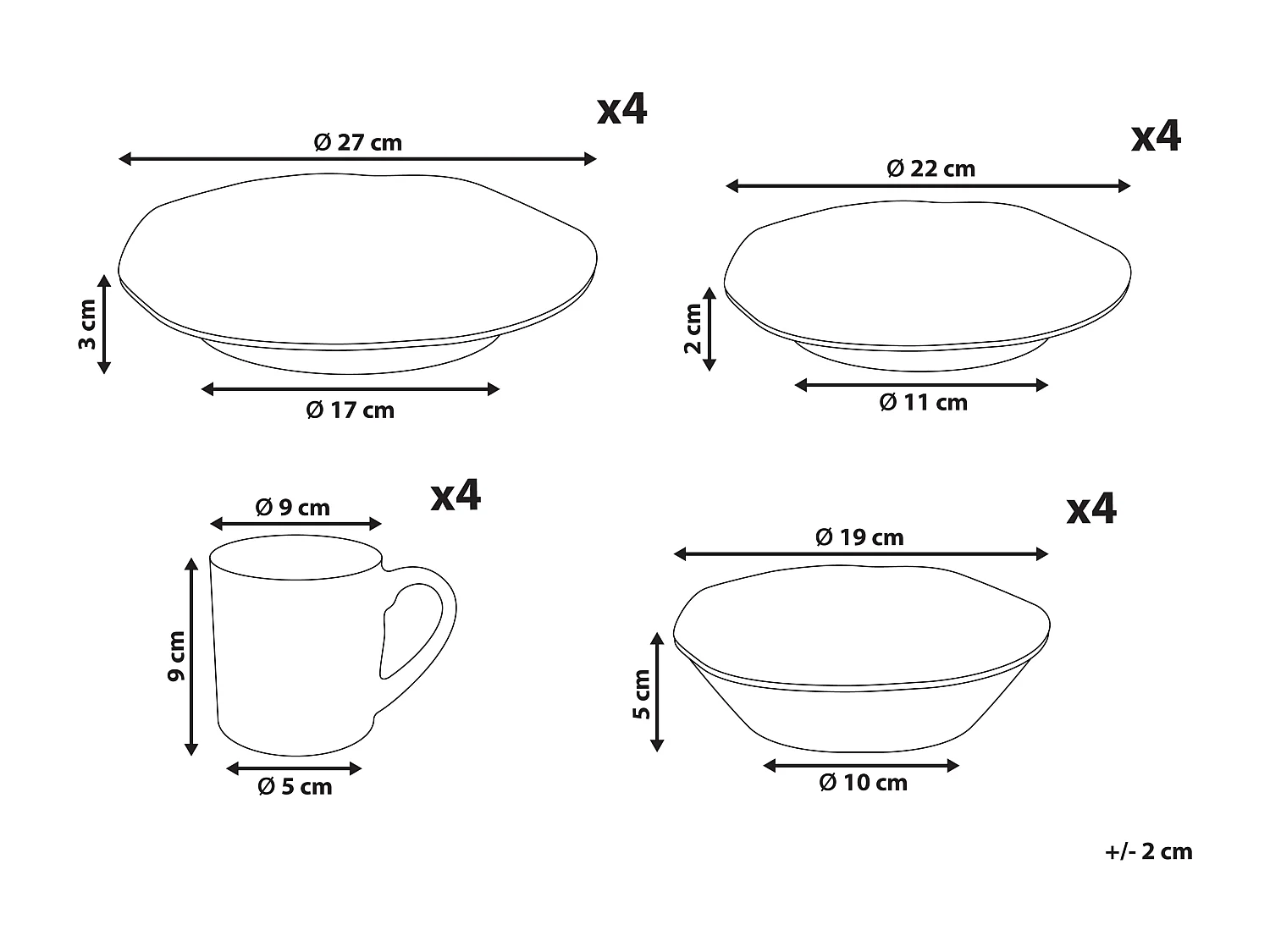 16-delige serviesset HAWTHORN Steengoed Blauw