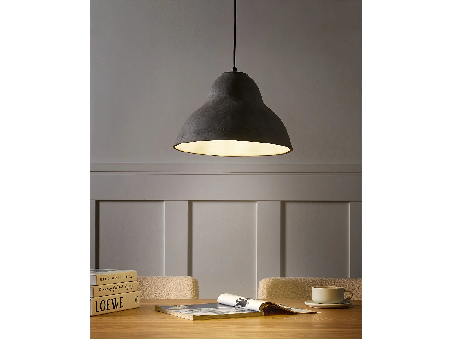 Lampe suspension KABALEBO Papier-mâché Gris