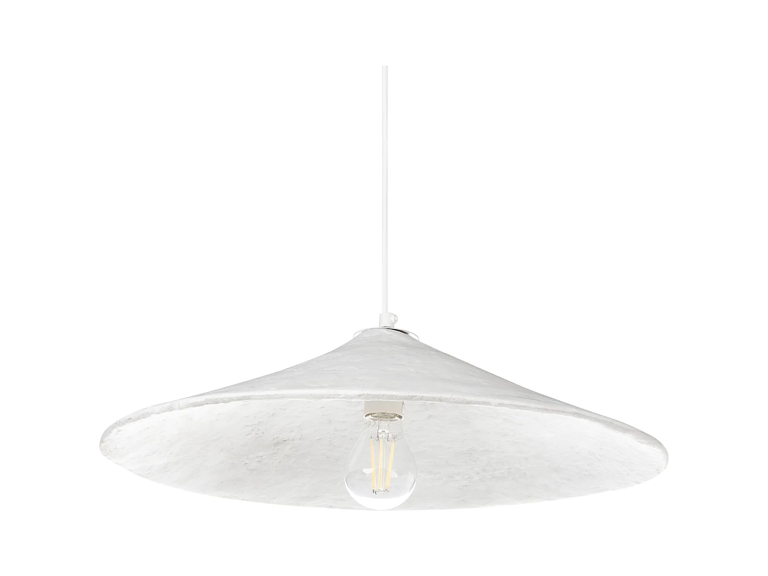 Handgemachte Hängelampe aus weißem Papiermaché Porongos